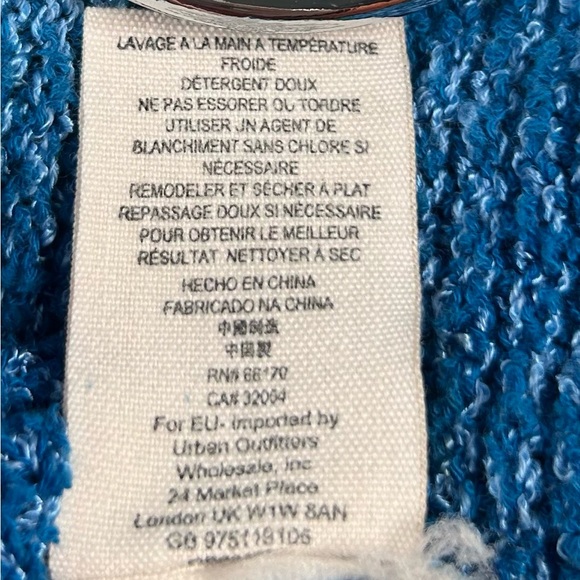 Free People Edessa Pullover Blue Off Shoulder Knit Sweater Balloon Sleeve Size S - Picture 5 of 12